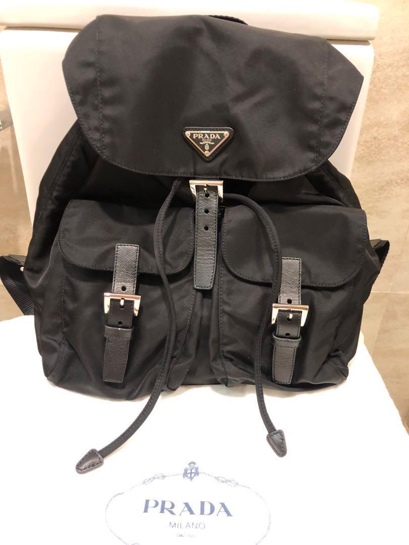 Prada backpack size cheap