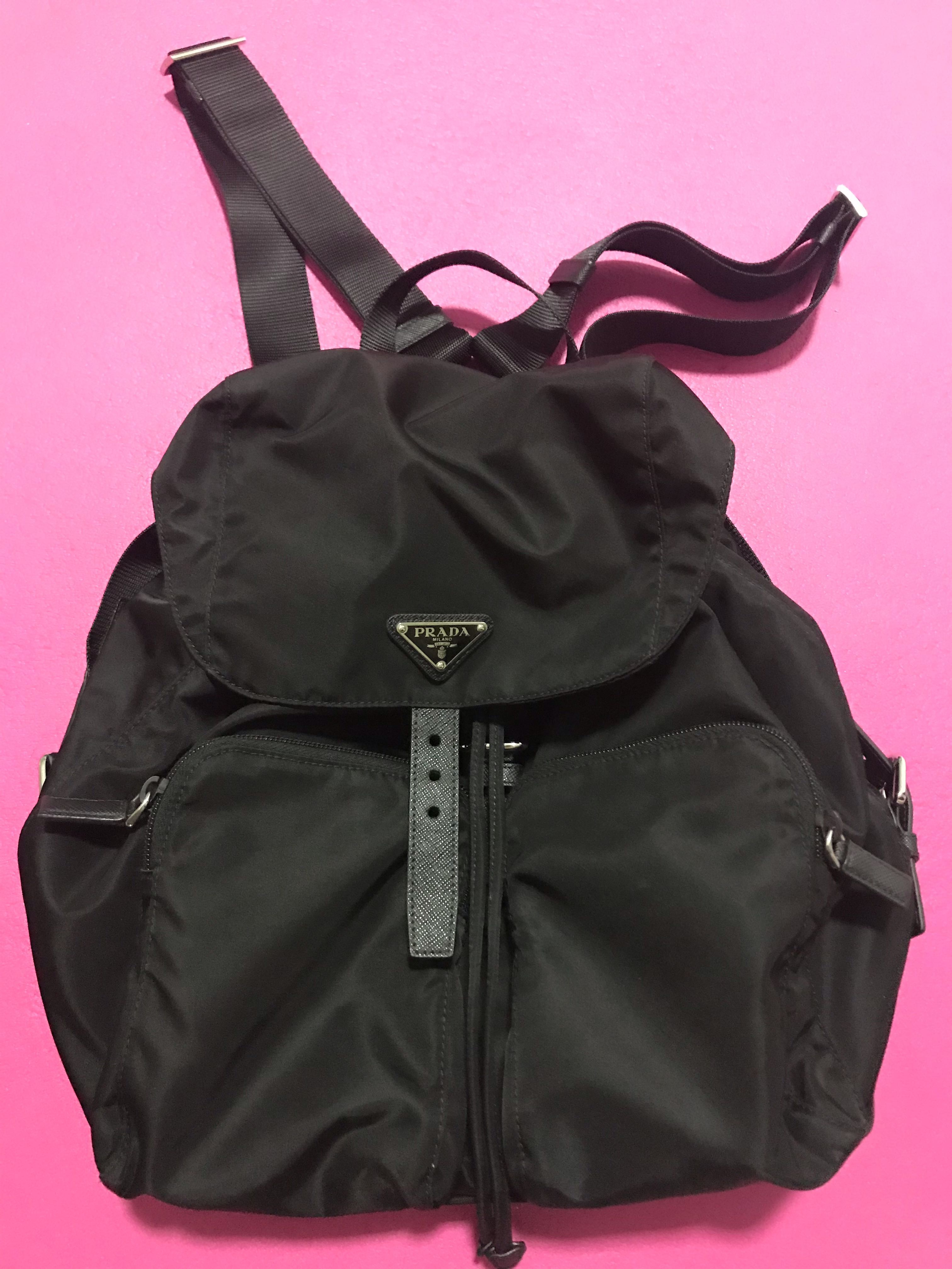 Prada Zainetto Unisex Black Tessuto Nylon Backpack Rucksack 1BZ005