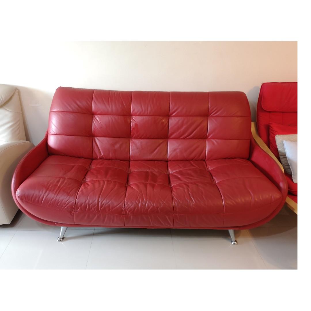 Red Leather Sofa Free Bless
