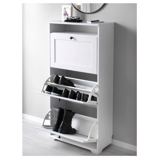 Shoe rack Ikea Brusali, 3 drawer, Furniture & Home Living, Furniture, Shelves, & Racks