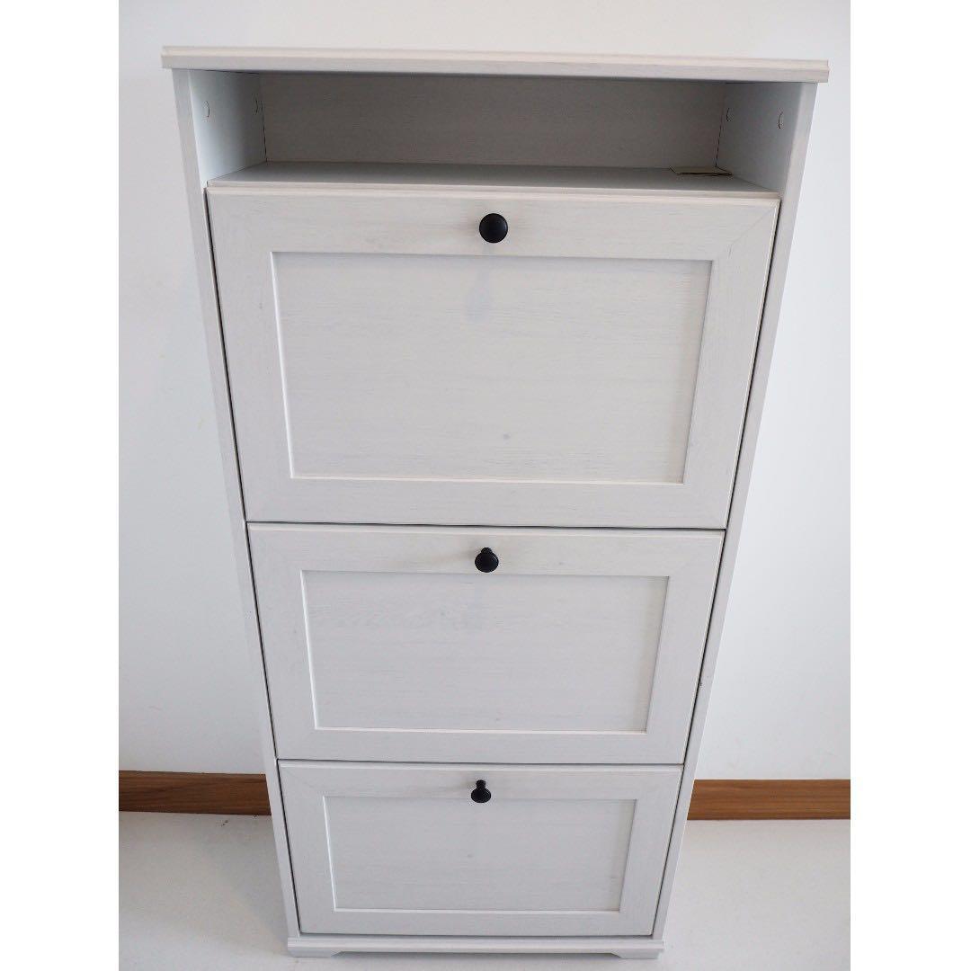 Shoe rack Ikea Brusali, 3 drawer, Furniture & Home Living, Furniture, Shelves, & Racks