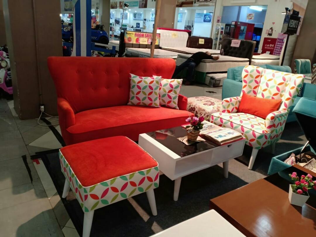 sofa retro baverly 2 1 puff meja