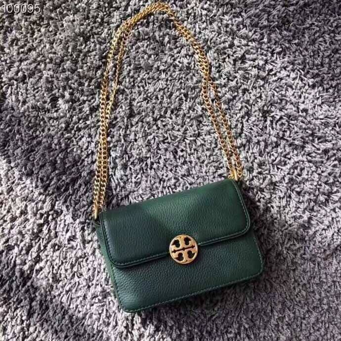 Tory Burch Chelsea Convertible Textured-Leather Shoulder Bag - Green
