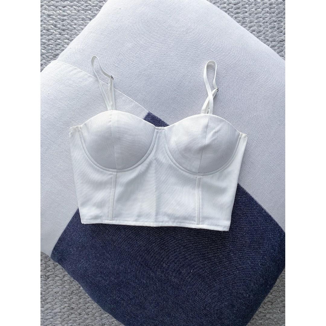 white bustier crop
