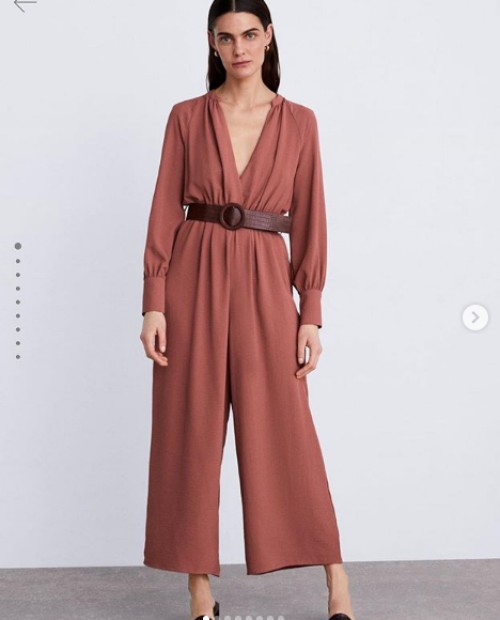 ZARA belt jumpsuit (AF), Fesyen Wanita 