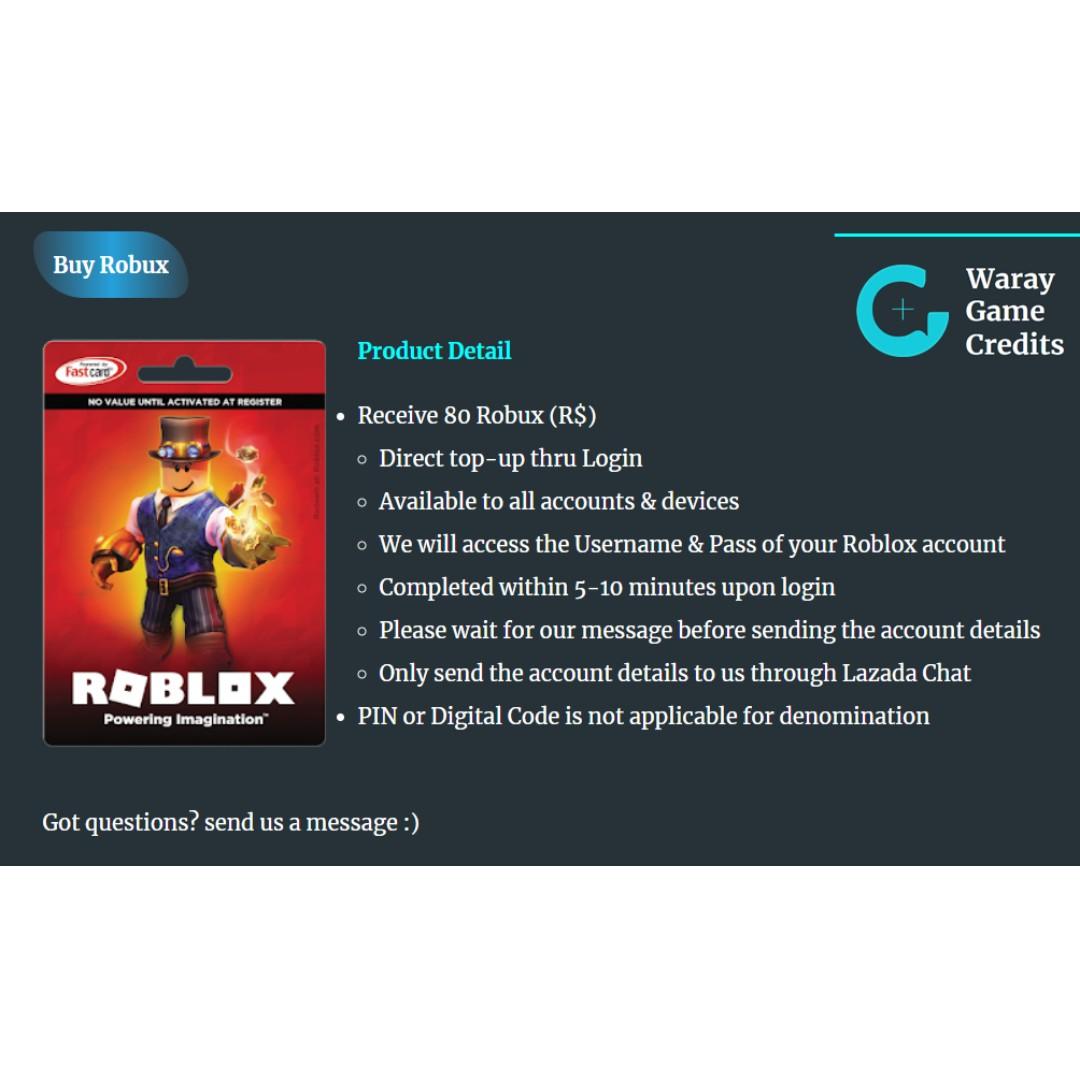 1 Roblox Robux 80 R Video Gaming Video Games On Carousell - lazada robux