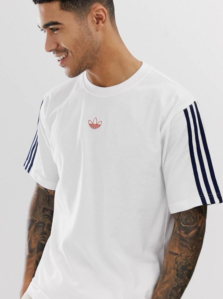 Adidas Originals Floating Stripe T shirt White Men s Fashion Tops Sets Tshirts Polo Shirts on Carousell