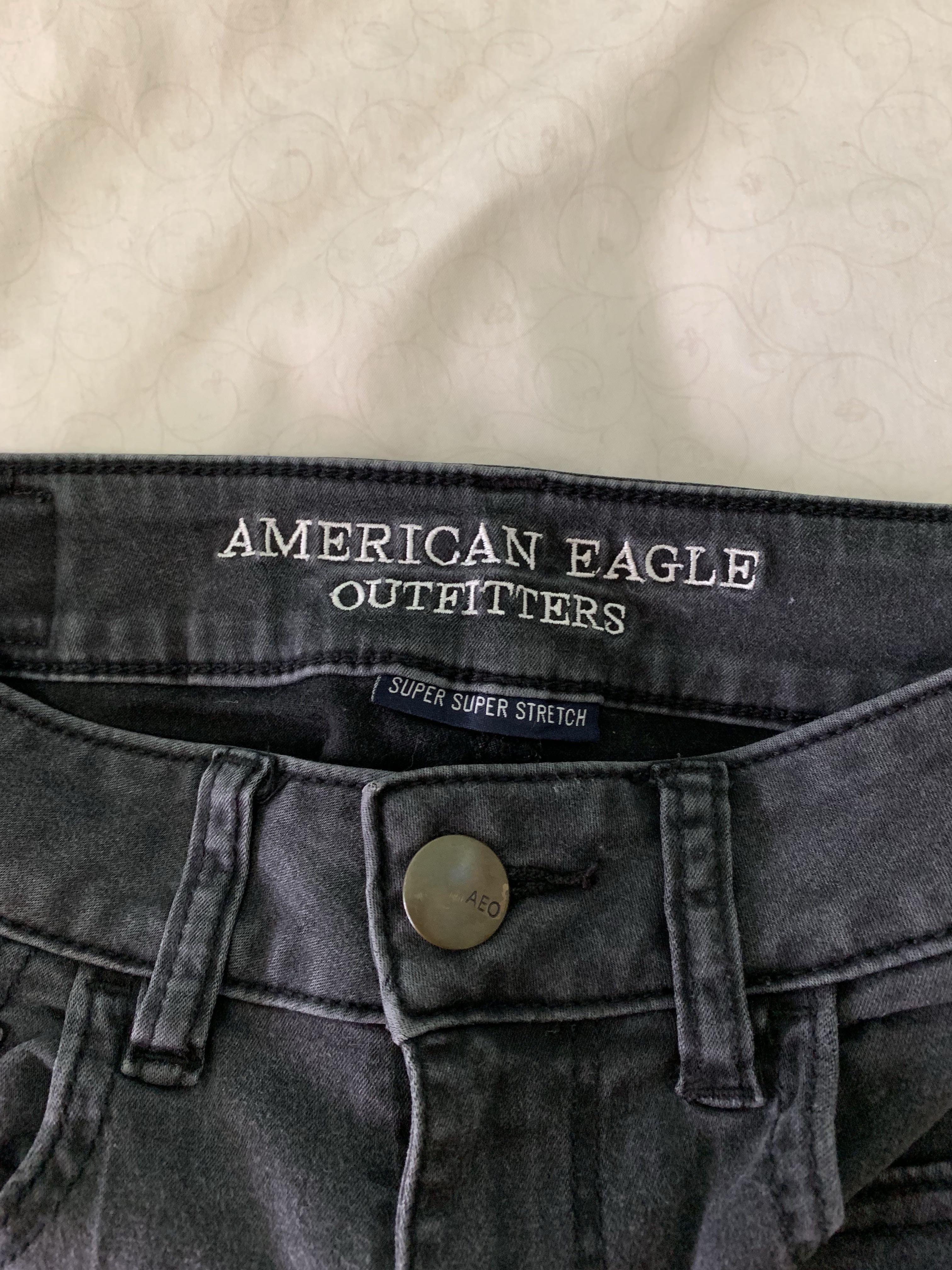 american eagle black denim shorts