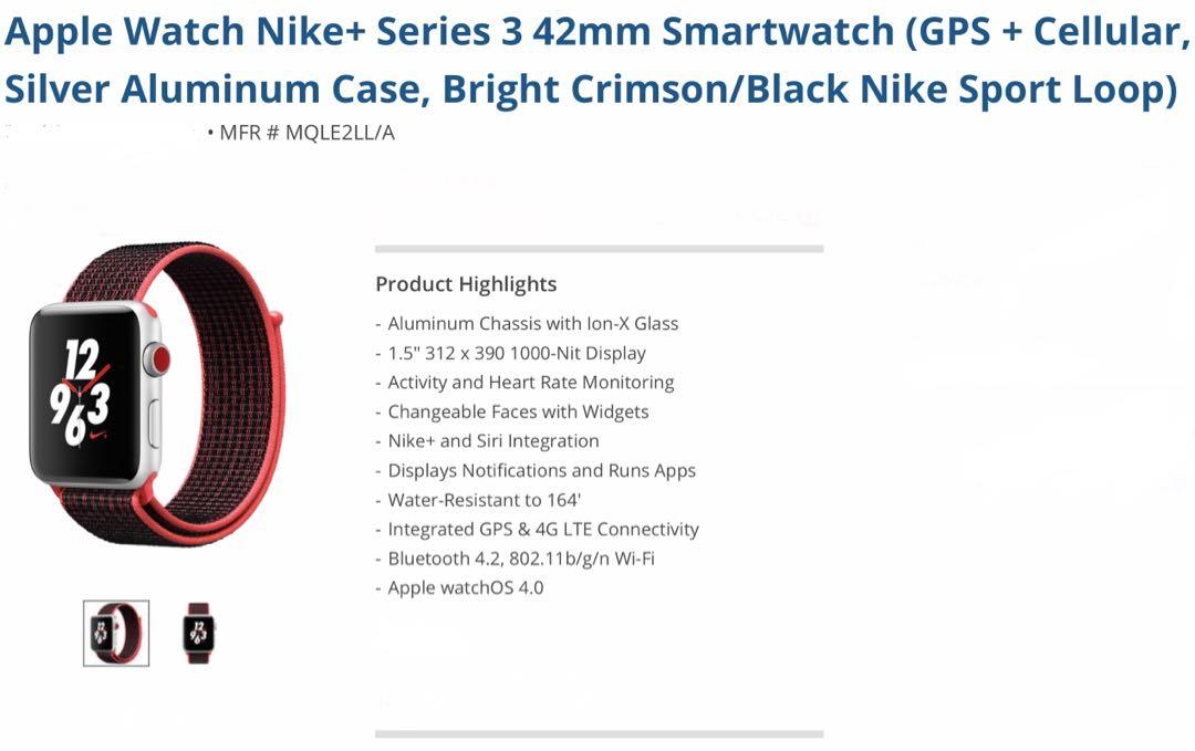 Apple Watch Nike Series 3 42mm Smartwatch Gps Cellular Music Media Music Accessories On Carousell