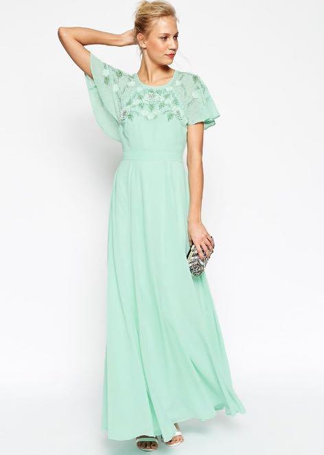 Mint green embellished dress clearance