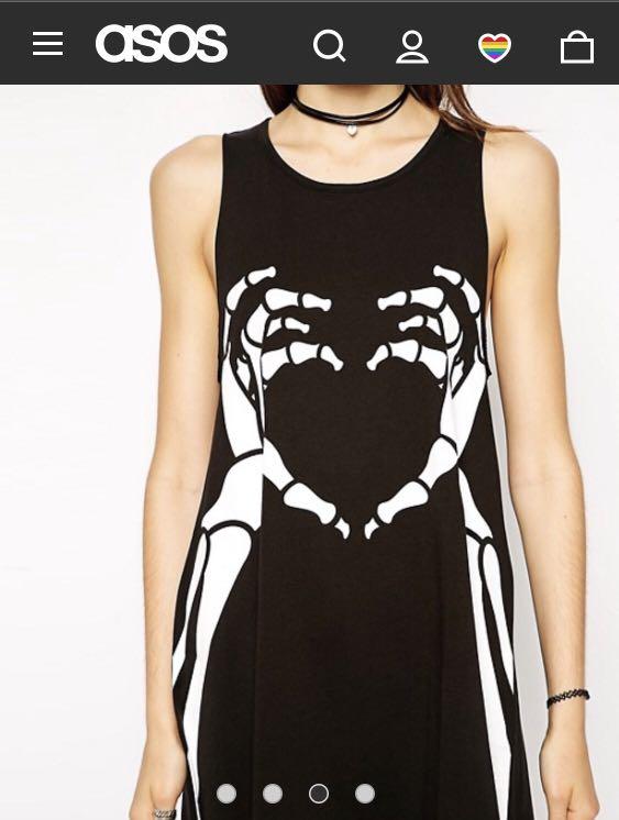 ASOS Halloween Skeleton Heart Swing Dress Women s Fashion Tops Sleeveless on Carousell
