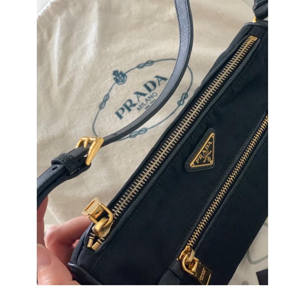 Authentic BN1834 Prada Tessuto Saffian Shoulder Bag