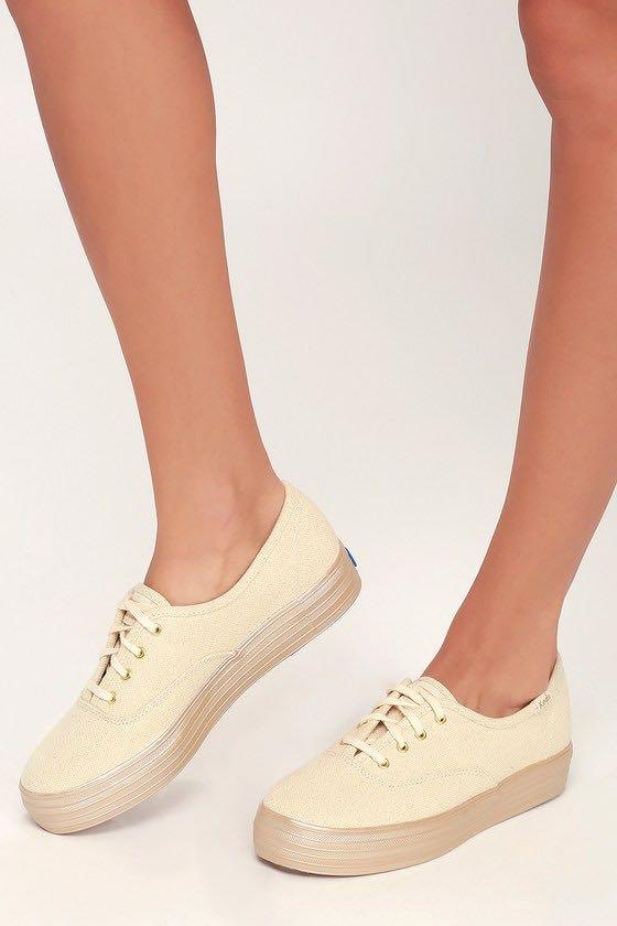 Keds triple shimmer gold sneaker, Women 