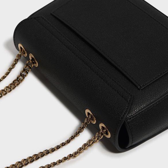 Charles & Keith Black Classic PushLock Crossbody Bag, Women's Fashion