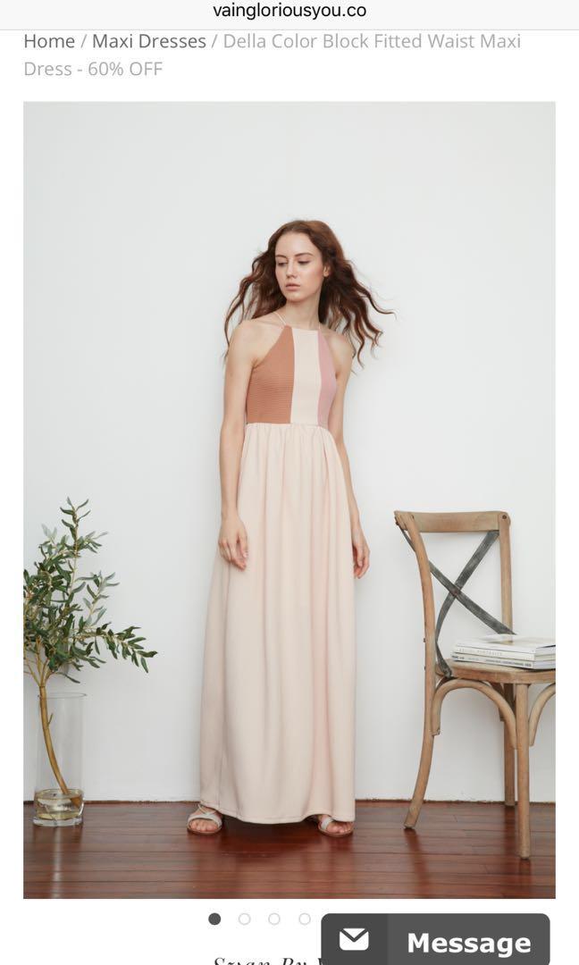 Maxi dress fitted waist clearance
