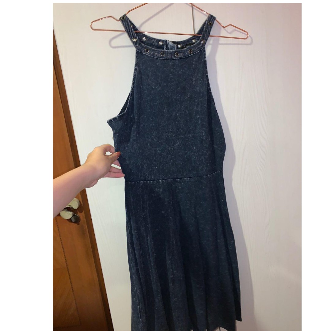 denim halter neck dress