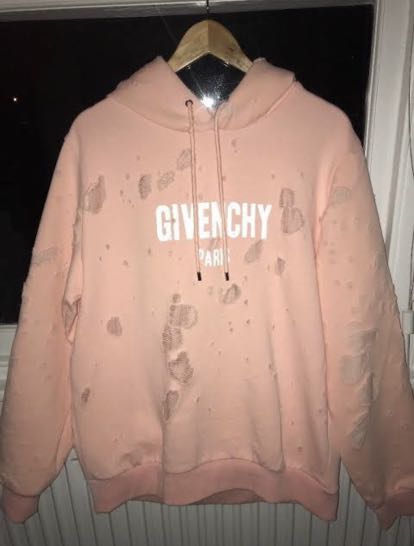 givenchy distressed hoodie pink