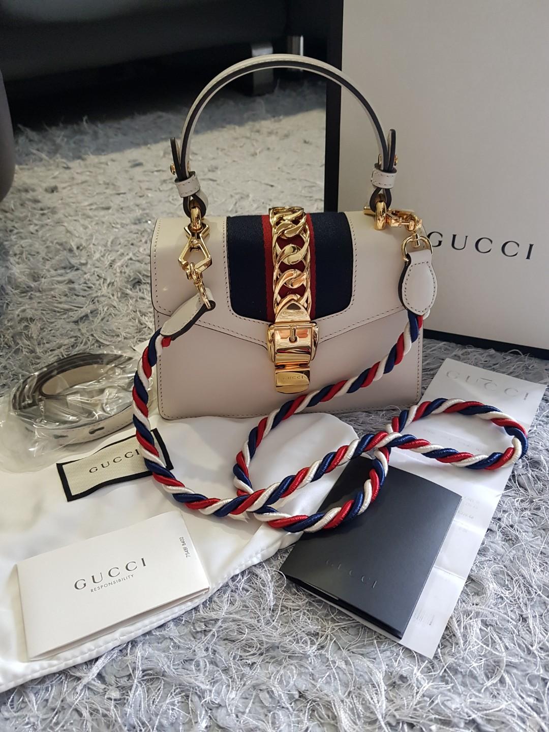 Gucci sylvie white on sale bag