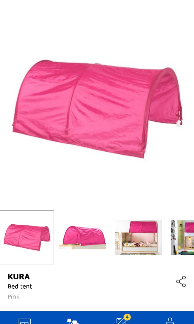 IKEA KURA bed tent in pink, Furniture, Others on Carousell