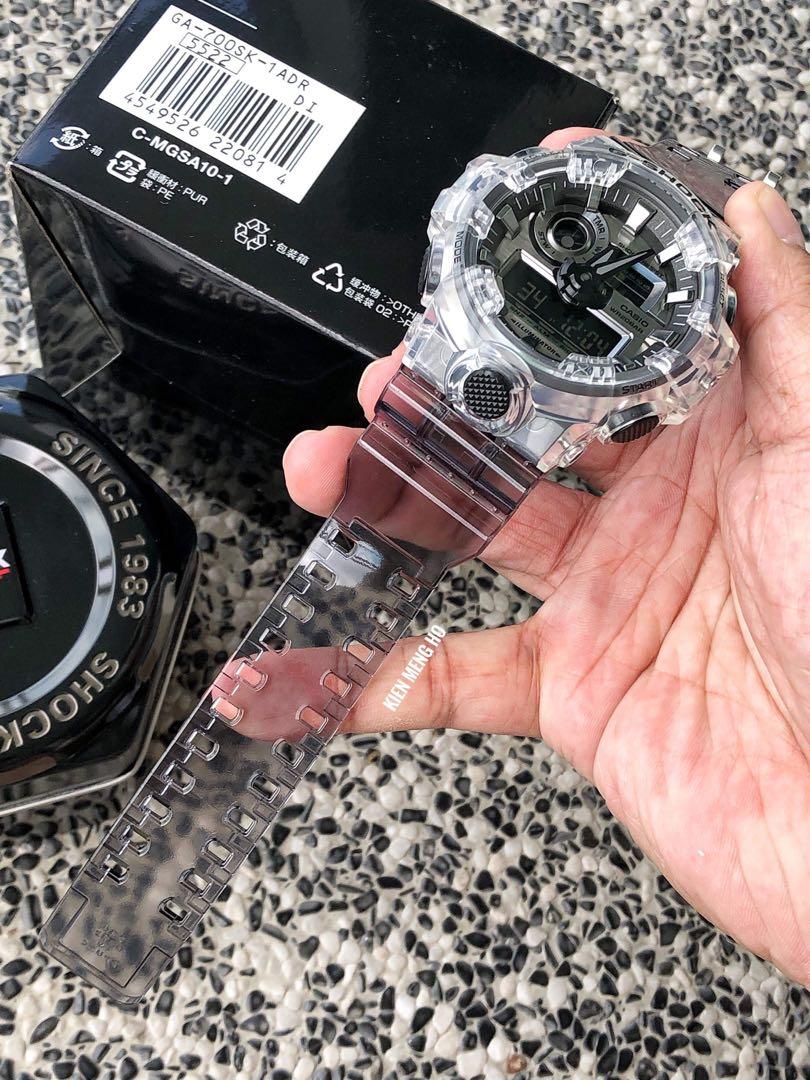 FULLY RESERVED New model Casio G SHOCK Skeleton series in transparent jelly band and bezel GA 700SK 1ADR GA700 GA 700 GA700SK GA 700SK