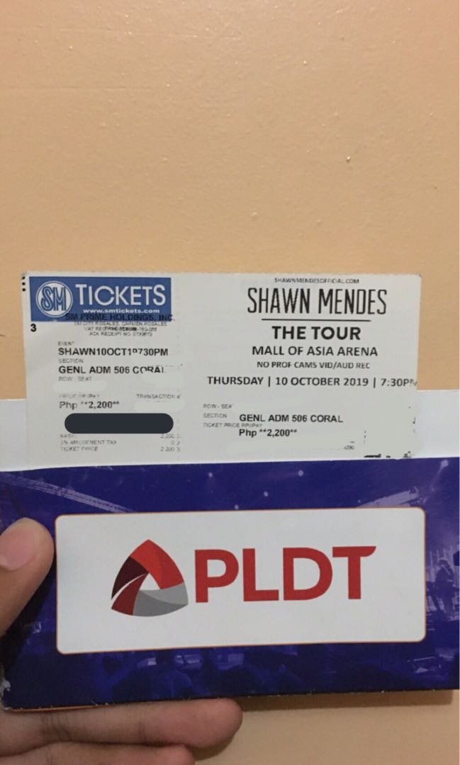 Shawn Mendes The Tour Gen Ad Ticket, Tickets & Vouchers, Event Tickets