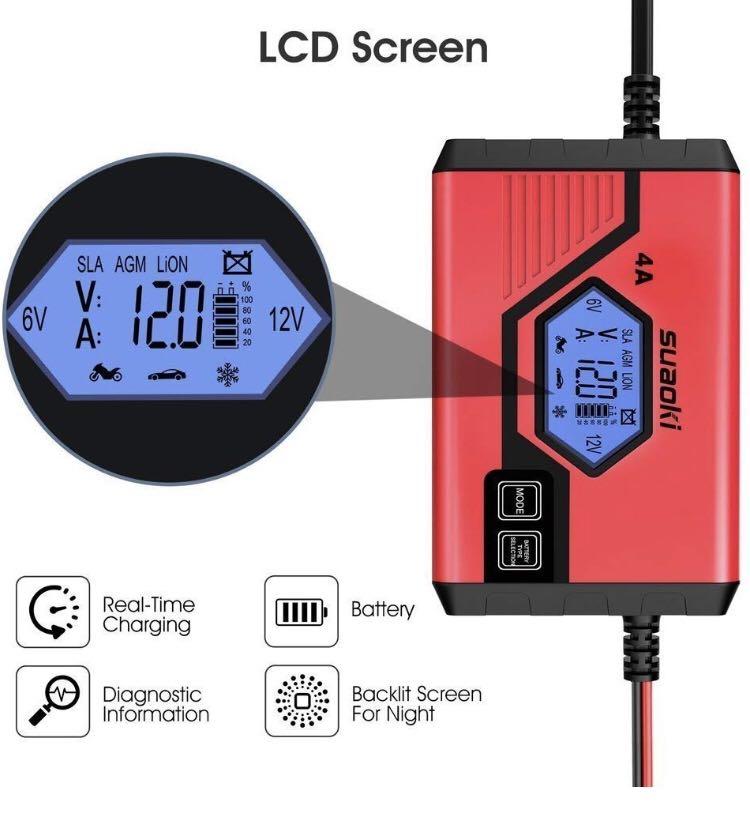 Car Battery Charger 6 Amp 12V Fully Automatic Battery Maintainer for Car Truck