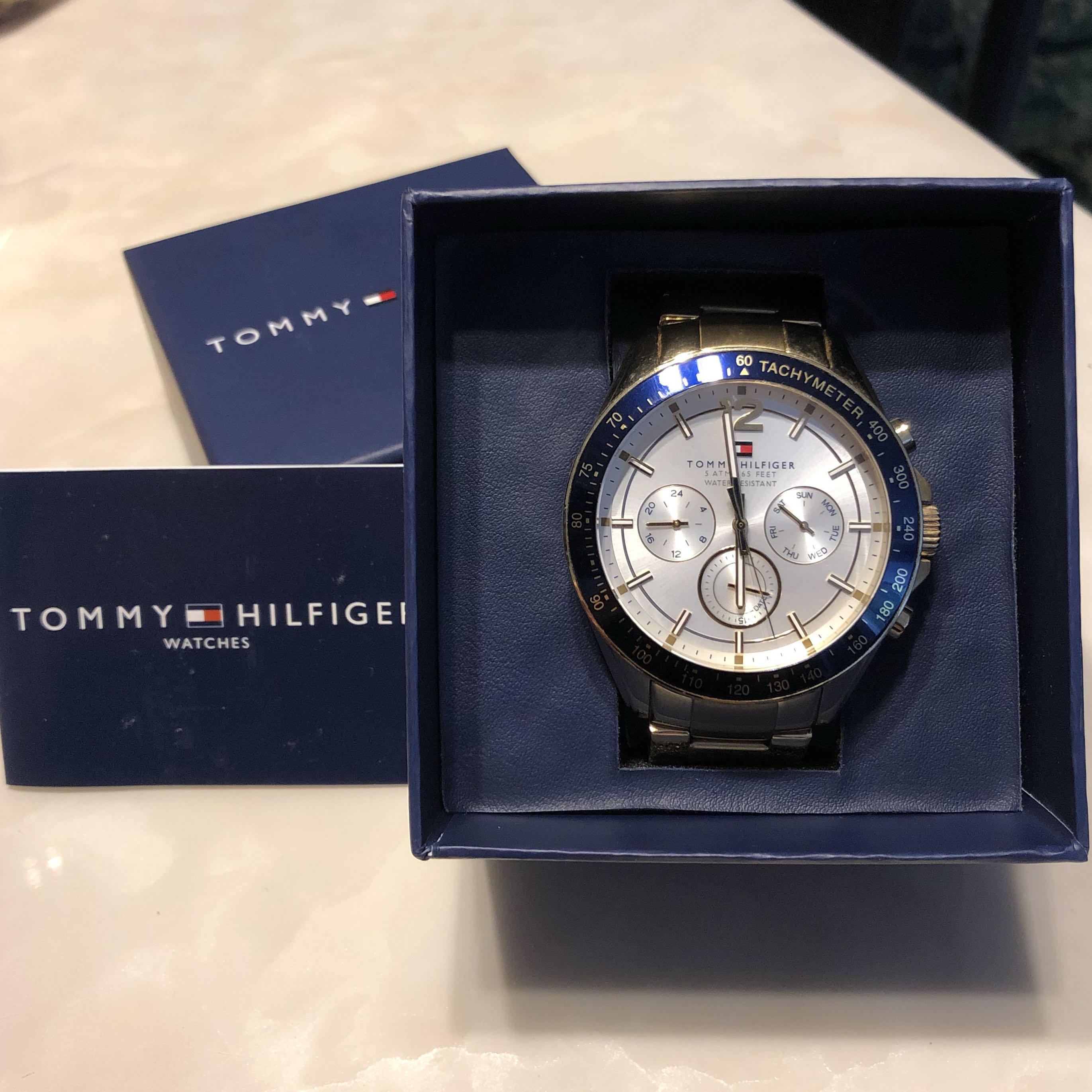 tommy hilfiger gold and blue watch