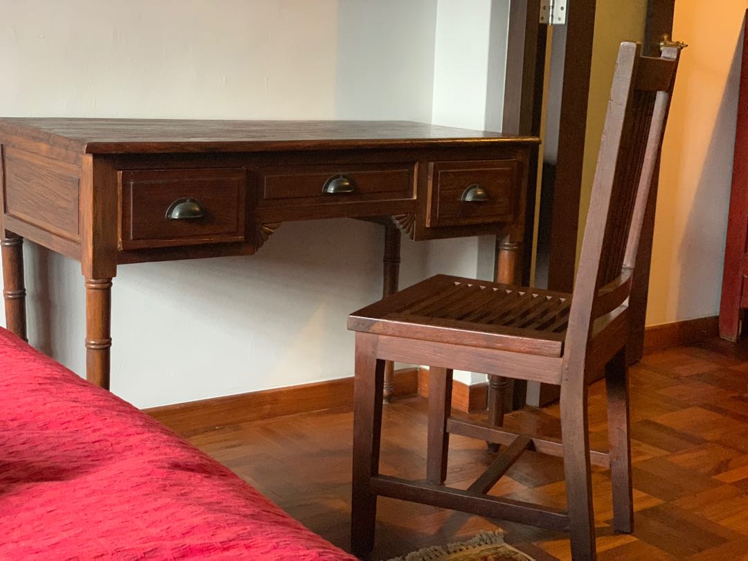 Vintage Solid Wood Desk And Chair Furniture Tables Chairs On Carousell