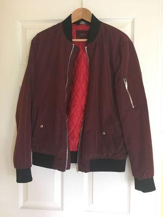 Zara Burgundy Bomber Jacket (size Small)