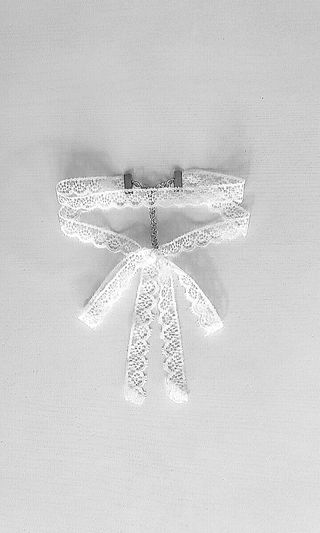 Handmade Double Layered White Lace Choker with Bow64201644168323110