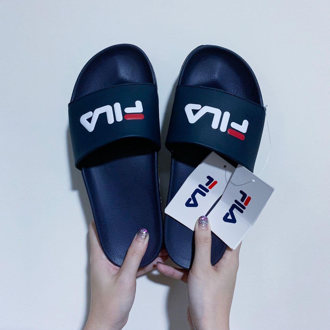 navy fila slides