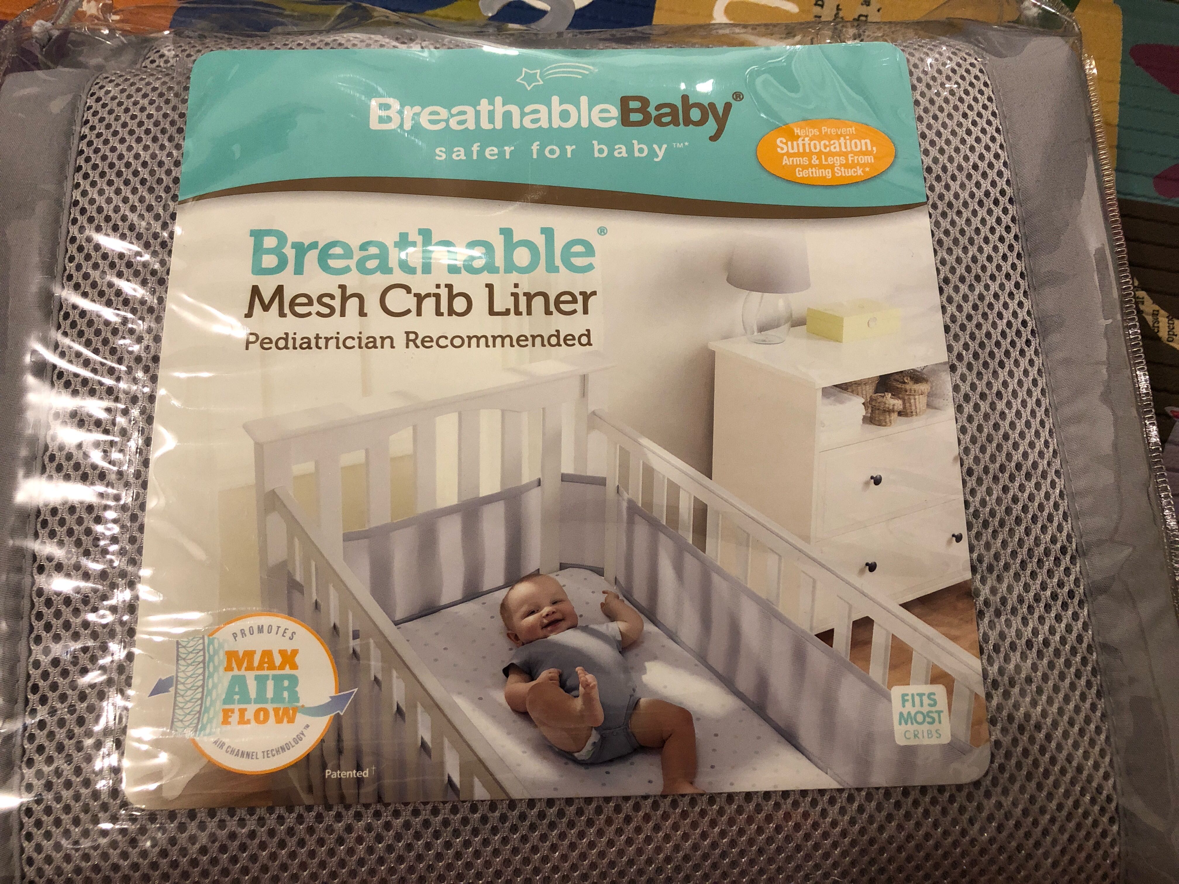 breathable baby solid mesh crib liner