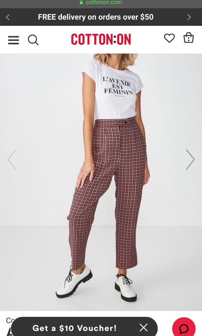 Cotton plaid pants clearance