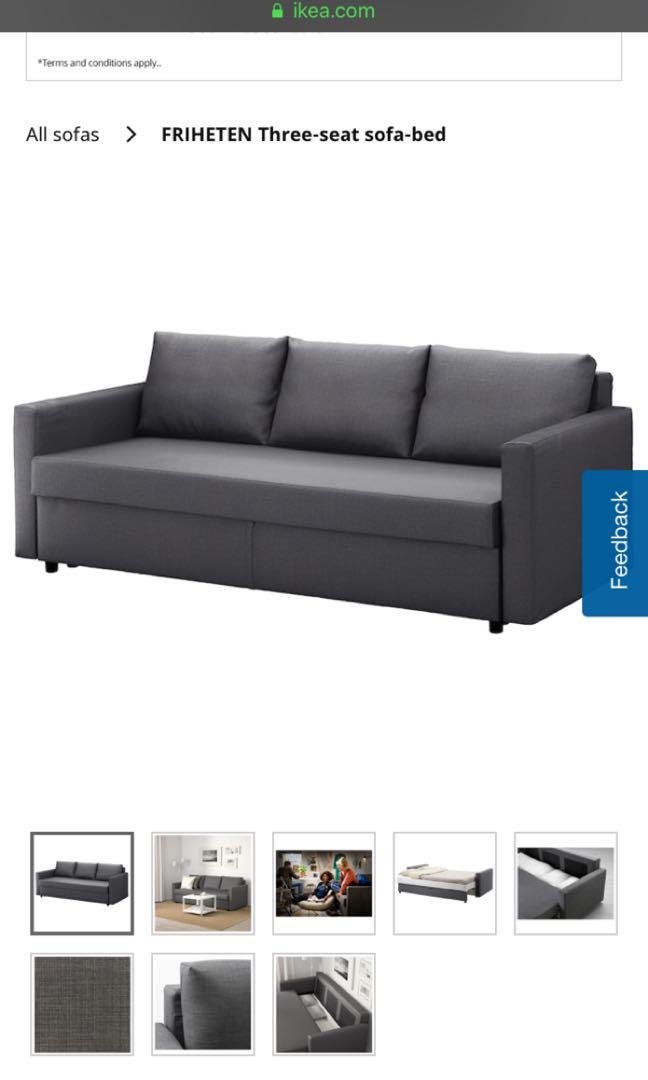 Ikea Friheten Three Seat Sofa Bed Citylights Lavender Furniture Home Living Sofas On Carou Ikea Friheten Three Seat Sofa Bed, Light Grey Sofa Bed Ikea