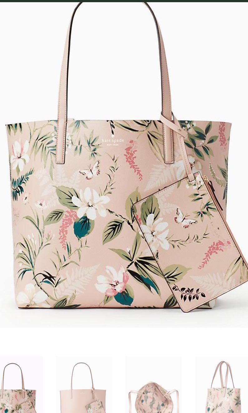 Kate Spade Mya Botanical Floral Print Reversible Tote Bag, Pink Multi