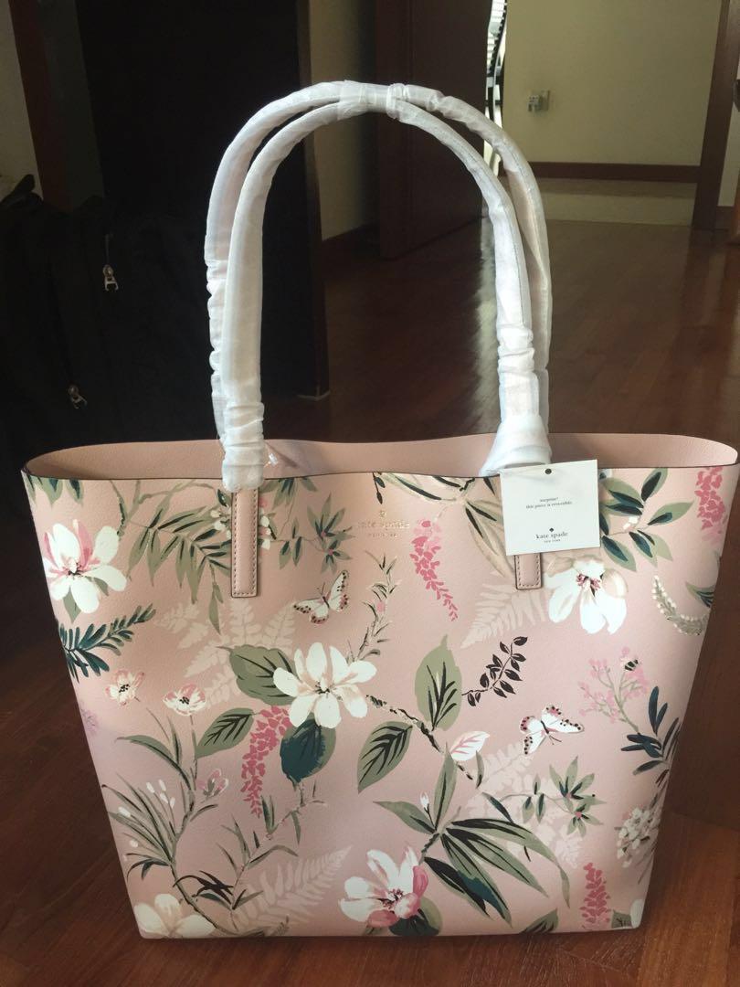 Kate Spade Mya Botanical Floral Print Reversible Tote Bag, Pink Multi