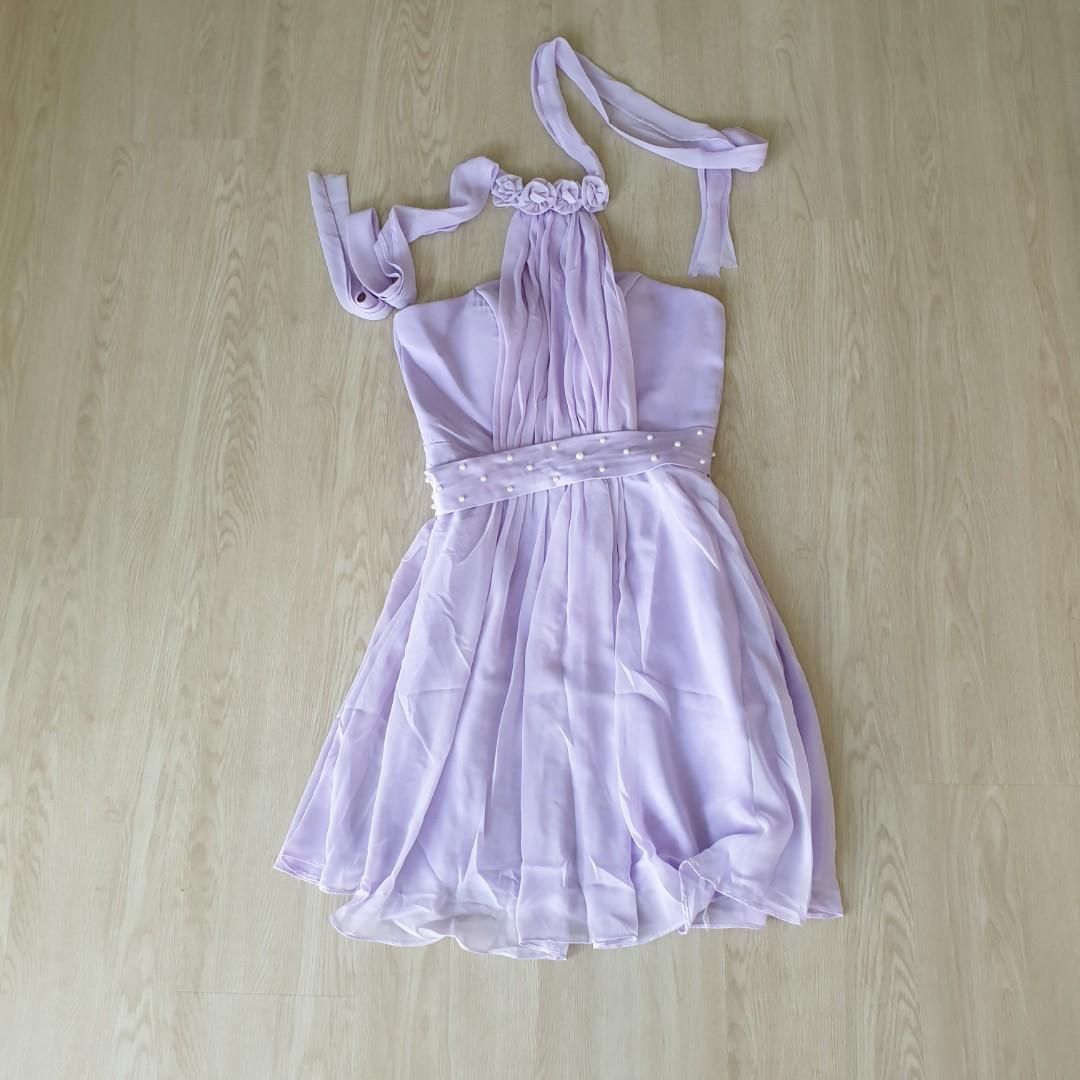 purple halter top dress