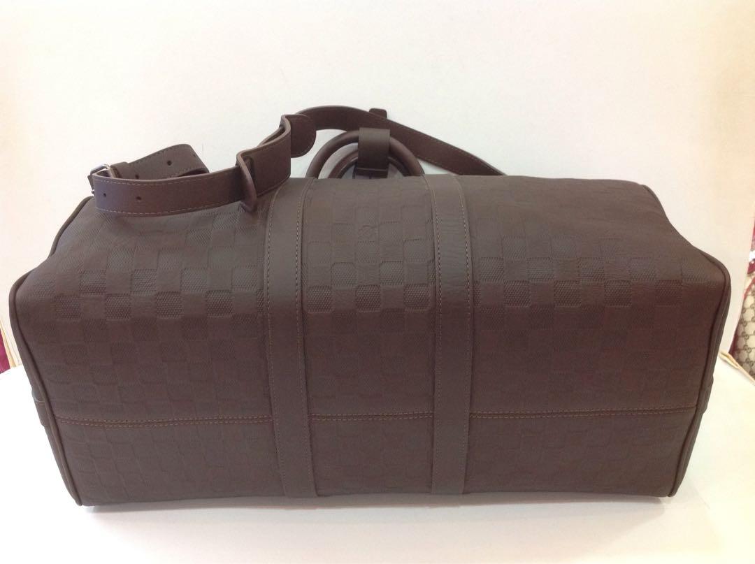 Louis Vuitton, Bags, Louis Vuitton Keepall Bandouliere Bag Damier Infini  Leather 45 In Vert Acide