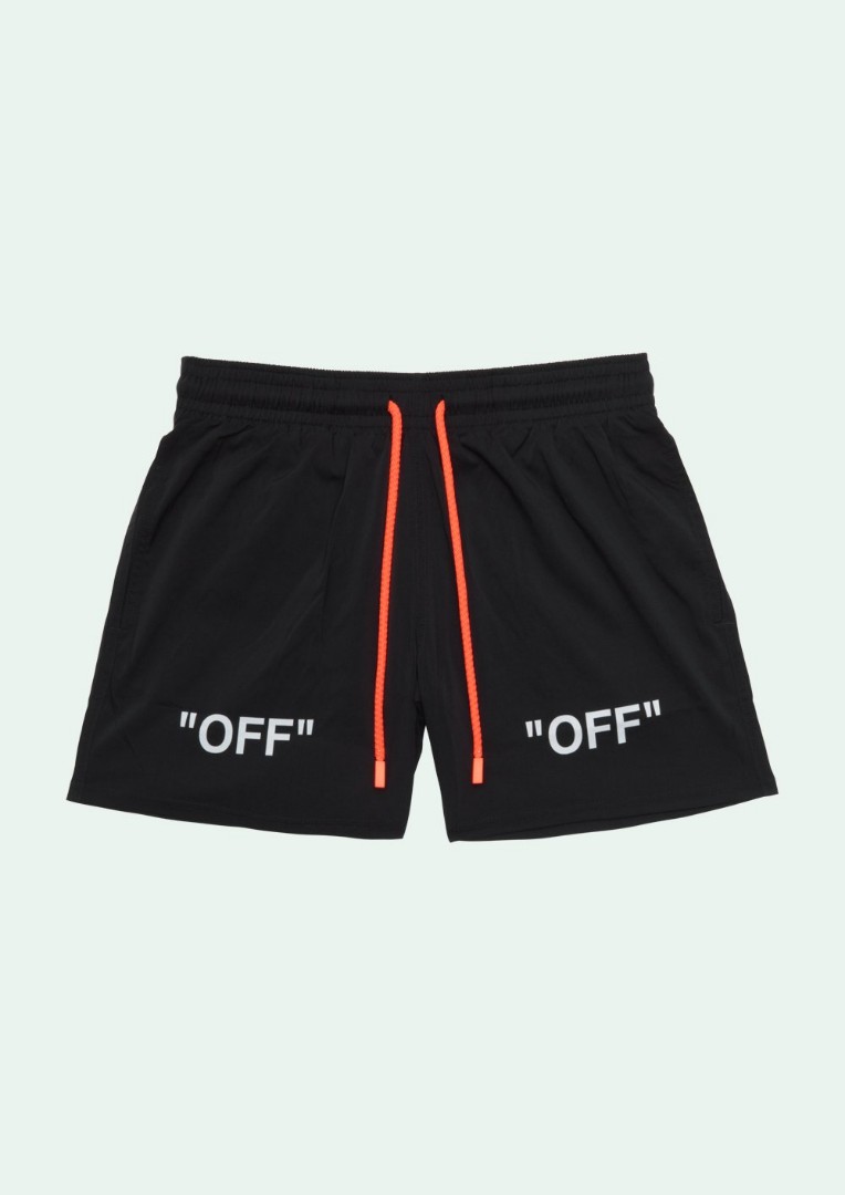 off white black swim shorts