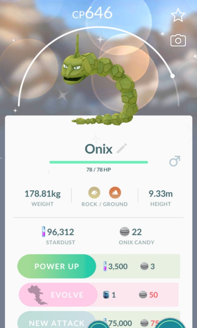 Pokemon Go Shiny Onix, Video Gaming, Gaming Accessories, Game Gift Cards &  Accounts on Carousell