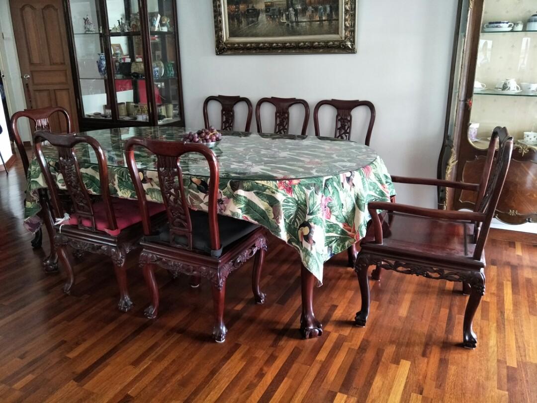 Redwood Mahogany Table Set With 8 Chairs Furniture Tables