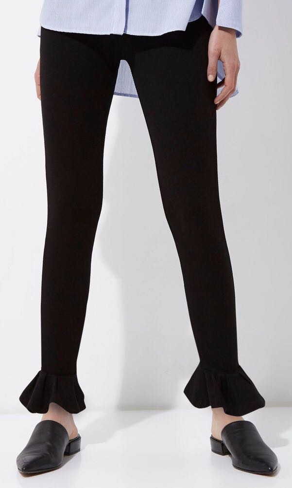 Black frill hem leggings 2025