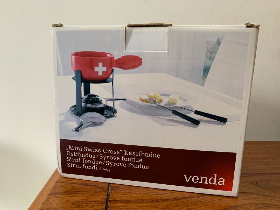 Swiss Cross Ceramic 9 Piece Cheese Fondue Set Home Appliances Kitchenware On Carousell