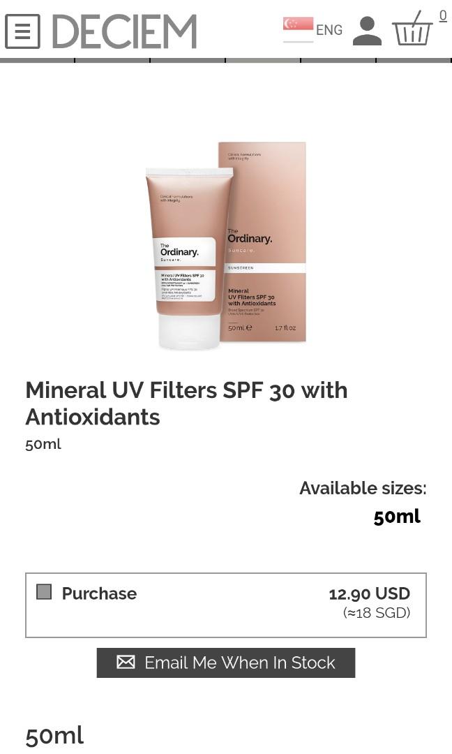 the ordinary face sunscreen