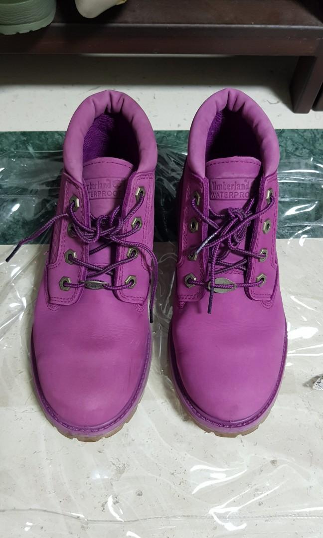Timberland Nellie Waterproof Chukka Boots Magenta Nubuck Embossed