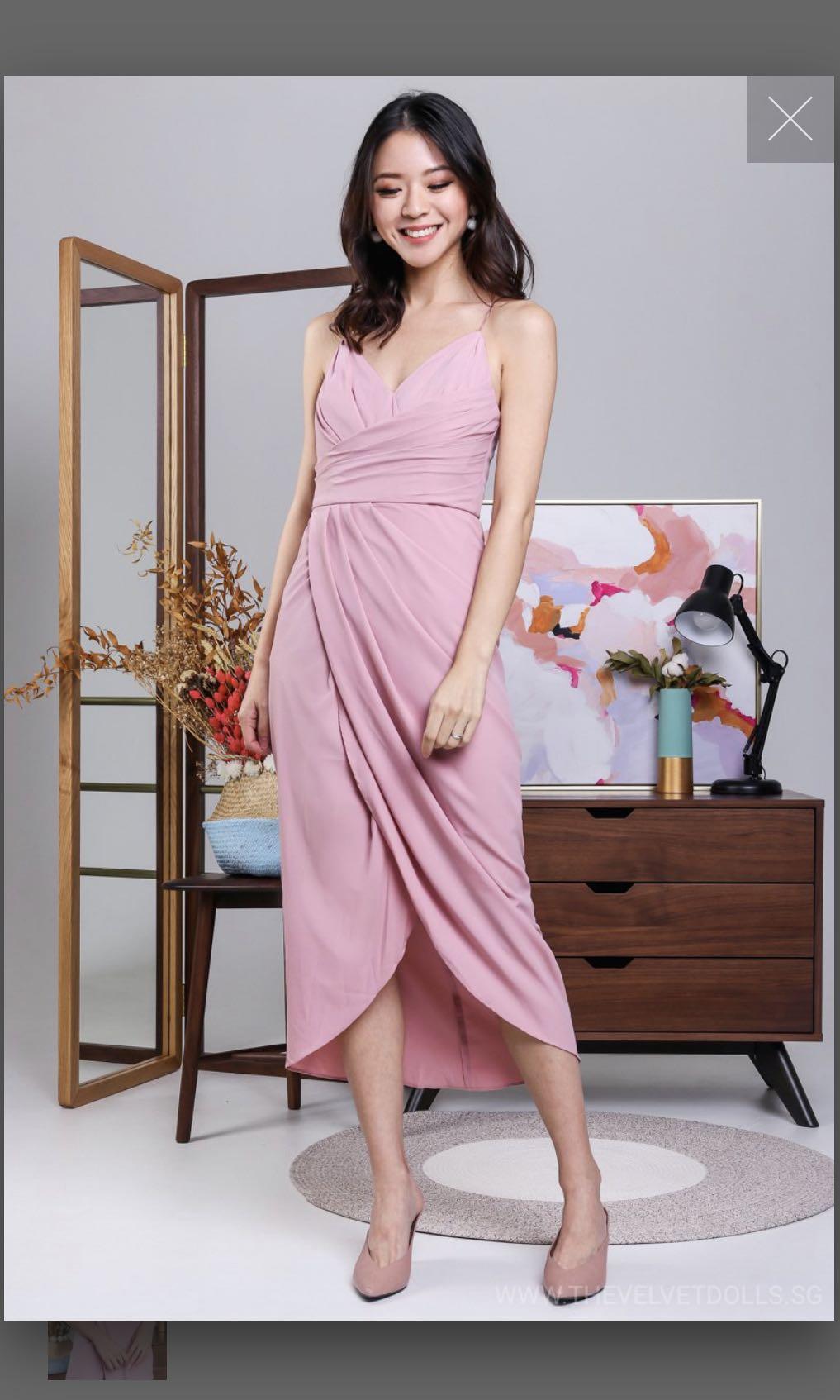 TVD ELEANOR TULIP WRAP DRESS IN PASTEL PINK Women s Fashion Dresses Sets Dresses on Carousell
