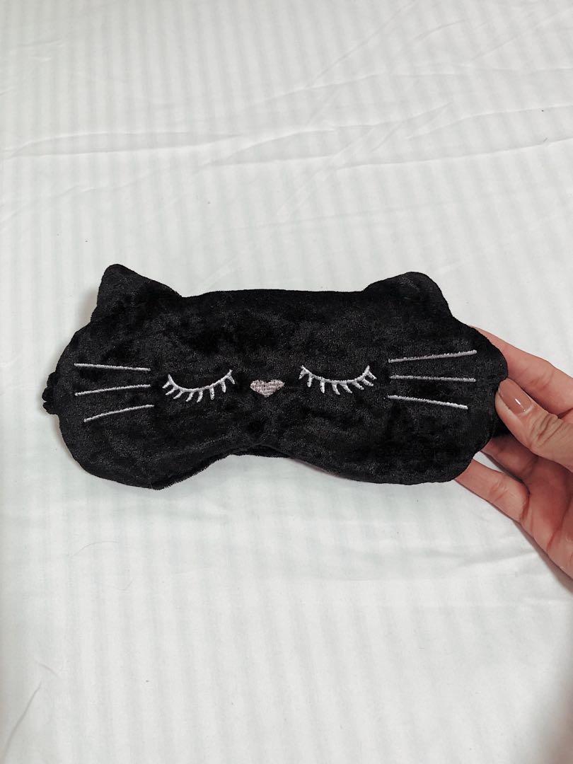 Typo Black Velvet Cat Sleeping Mask On Carousell
