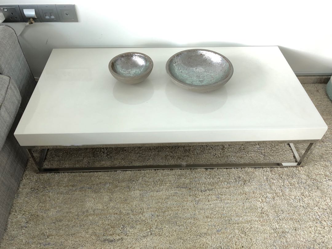 White Modern Coffee Table, Furniture & Home Living, Furniture, Tables