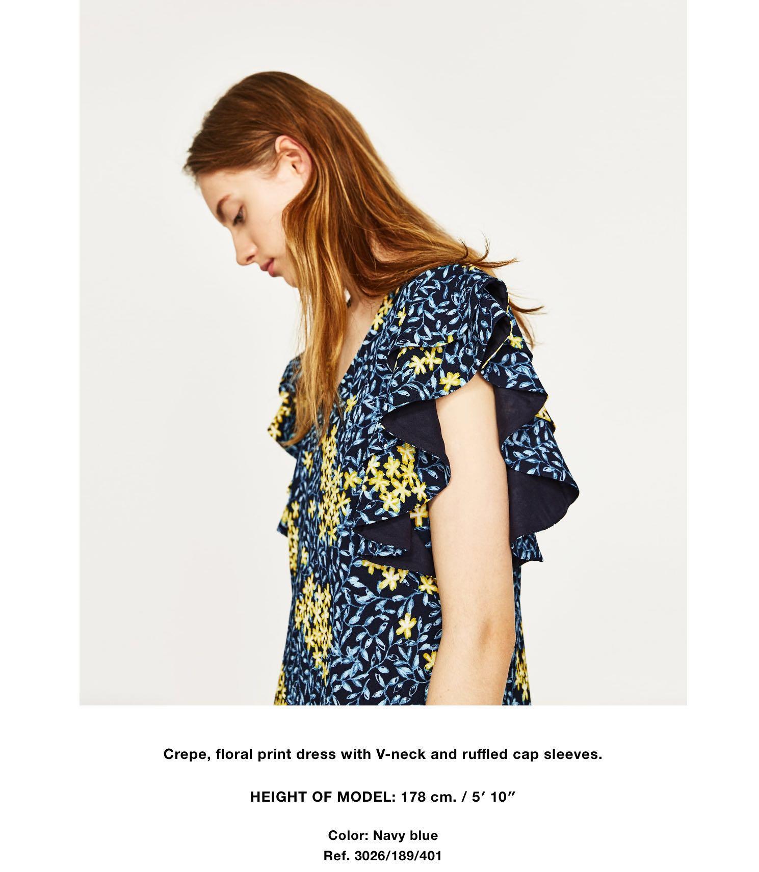 Floral print dress with ruffle zara best sale