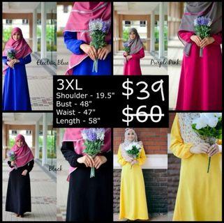 (SAVE $21) 3XL Colourful Plain Abaya